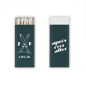 Light up the fireplace or candles and set the mood right with the Après Ever After Matchbox. Add a personal touch to customize the design to your liking, making a great gift or memento to share memories. 
