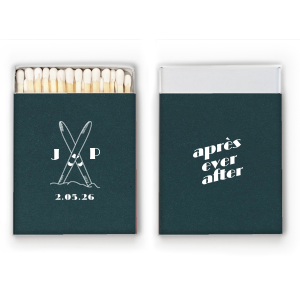 Light up the fireplace or candles and set the mood right with the Après Ever After Matchbox. Add a personal touch to customize the design to your liking, making a great gift or memento to share memories. 
