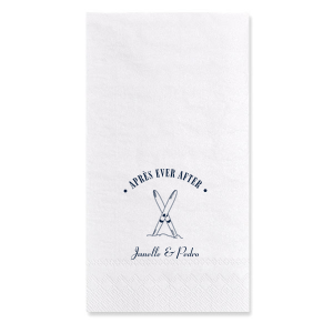 The Après Ever After Folded Dinner Napkin is just what you need for home entertainment during the winter season. The customizable design is perfect for holiday, vacation or outdoor themed parties available in a variety of colors, materials and styles to compliment your unique tastes.