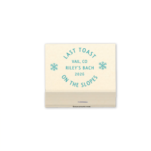 Cozy up near the fire or light a festive candle with the Last Toast on the Slopes 30 Strike Matchbook. Perfect for bachelorette, family parties, or one last hurrah before the holidays end. Customize the design in a variety of paper and foil colors to best personalize to your unique taste.