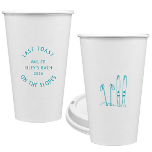 Warm yourself with the Last Toast on the Slopes Paper Cup. Perfect for winter bachelorette parties, travel themed events, and festive functions, the trendy design can be customized to your choice of color and text, exemplifying your unique taste.
