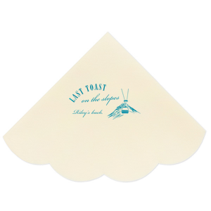 Set your party on track with the Last Toast on the Slopes Napkin. The high quality fabric features a idyllic winter mountain landscape and gondola lift. Customizable in a variety of fabric and foil colors, this trendy napkin is easy to personalize, guaranteeing a stylish hit at your festive function.