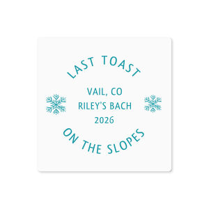 Add a personal touch to gifts with the Last Toast on the Slopes Label. Customize the text and color to your taste, making it perfect for winter functions or outdoor themed parties. The personal touch is sure to warm hearts!