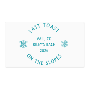 Add a personal touch to gifts with the Last Toast on the Slopes Label. Customize the text and color to your taste, making it perfect for winter functions or outdoor themed parties. The personal touch is sure to warm hearts!