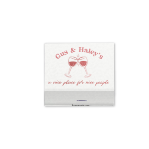 A Nice Place For Nice People Matches features a charming clinking-glasses illustration below the couple’s names and playful script tagline. Add it to your bar cart to elevate gatherings and showcase your welcoming style. Spot-on for dinner parties or casual celebrations at home.
