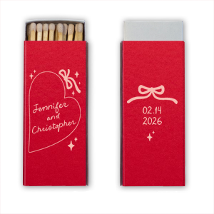 It's a match made in heaven with the Hand-drawn Heart & Bow Matches. Featuring a hand-drawn heart paired with customizable text, fully personalize the product with a variety of colors to best match your vision. 