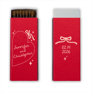 It's a match made in heaven with the Hand-drawn Heart & Bow Matches. Featuring a hand-drawn heart paired with customizable text, fully personalize the product with a variety of colors to best match your vision. 