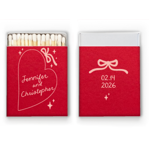 It's a match made in heaven with the Hand-drawn Heart & Bow Matches. Featuring a hand-drawn heart paired with customizable text, fully personalize the product with a variety of colors to best match your vision. 