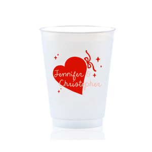Tie up a bow on your party with the Hand-drawn Heart & Bow Cup! Featuring a large heart underneath cursive text, customize the lovely frost flex cup with the personal message to convey all the warm fuzzy feelings for your next party or event. 