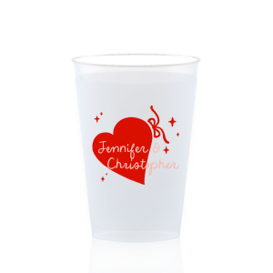 Tie up a bow on your party with the Hand-drawn Heart & Bow Cup! Featuring a large heart underneath cursive text, customize the lovely frost flex cup with the personal message to convey all the warm fuzzy feelings for your next party or event. 