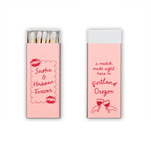 Commemorate the place where it all began with A Match Made Here Match. For when you want to pay homage to the special place you met, the customizable matchbook is availble in a wide variety of colors and styles to best celebrate you and your partner's long lasting love.  