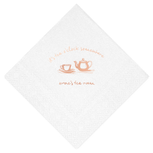 Where-ever you are, whatever the occasion, it's always a good time for a cuppa! Set your table with the It's Tea O'Clock Somewhere Napkin. The quaint napkin is perfect for home entertainment, birthdays, retirement and other special events as well as being suitable for businesses and cafes. Printed on your choice of style and color for napkin or text, your custom design will steep in the adoration of your tea time guests.