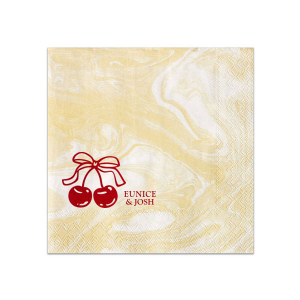 There's nothing sweeter than our Cherry Bow Names Napkin for your next party event! Featuring a duo of cherries tied together by a bow, the design is as cute as you and your lover. Customize the text to make it extra special at your next momentous occasion, be it an engagement, wedding, anniversary or any other celebration of love.