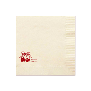 There's nothing sweeter than our Cherry Bow Names Napkin for your next party event! Featuring a duo of cherries tied together by a bow, the design is as cute as you and your lover. Customize the text to make it extra special at your next momentous occasion, be it an engagement, wedding, anniversary or any other celebration of love.