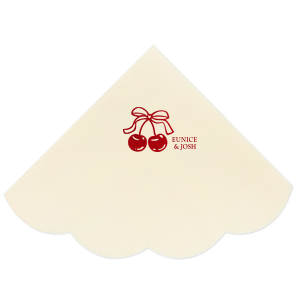 There's nothing sweeter than our Cherry Bow Names Napkin for your next party event! Featuring a duo of cherries tied together by a bow, the design is as cute as you and your lover. Customize the text to make it extra special at your next momentous occasion, be it an engagement, wedding, anniversary or any other celebration of love.