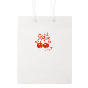 Pair your next big party with something sweet in the Cherry Bow Initials Bag. The stylish design makes for perfect giftware, imparting a memento or souvenir to your adoring guests. Featuring customizable text and colors, choose the best way to express yourself!
