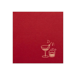 This His & Hers Cocktails Napkin features hand-drawn martini and rocks glass icons with a minimalist initial and date details. Add it to your bar setup to elevate entertaining and serve drinks with style. Perfect for engagement parties, weddings, or at-home cocktail hours.