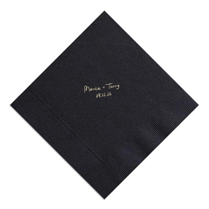 Keep it simple and classy with the Handwritten Script Napkin. The bespoke design features customizable text available in a variety of color printed on high quality napkins in the color of your choice.