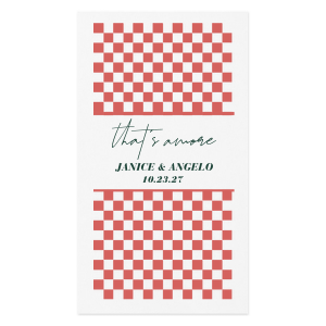 Set the table right with the That's Amore Full Color Guest Towel. The checkered full color photo napkin features easily customizable text, adding a personal touch to your dining experience. Perfect for businesses, home entertaining, anniversaries, or weddings, the high quality napkins will have your guests singing "that's amore!".