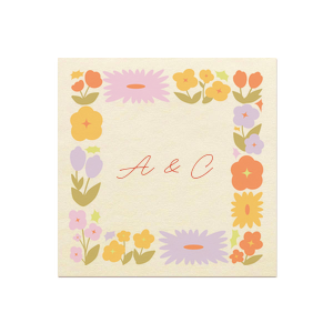 Brighten any party with the Flower Garden Border Photo Napkin! Perfect for spring or summer time events, the high quality photo napkin features an ink print of lovely garden flowers to impart a sunny feeling for any function. From baby showers, engagements or weddings, these napkins are sure to be a shine a sense of growth and renewal for your next special occasion.