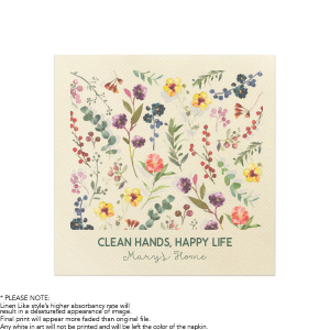 Bring a fresh design to your next special occasion with the Wildflower Botanical Photo Napkin. Featuring a menagerie of colorful wildflowers alongside customizable text, the full color photo napkin can be easily personalized to match your unique tastes.