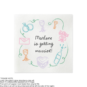 Bring fun to your next party event with the Party Doodles Full Color Napkins. The light hearted doodles encircle customized text, printed in full color ink to really pop! Perfect for fun and casual functions, the quirky design is perfect for your next party.