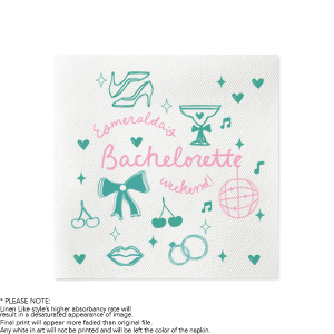 Funky, fresh, cool and cute are all perfect words to describe the Bachelorette Doodles Photo Napkin. The colorful ink printed napkin features a collection of cute doodles that reflect the fun party vibe of your special event. Customize the text to add your own sense of flair and style, making this party accessory as unique as you!
