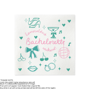 Funky, fresh, cool and cute are all perfect words to describe the Bachelorette Doodles Photo Napkin. The colorful ink printed napkin features a collection of cute doodles that reflect the fun party vibe of your special event. Customize the text to add your own sense of flair and style, making this party accessory as unique as you!