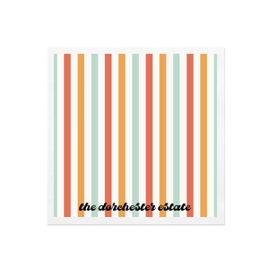 Go retro with the Groovy Stripes Photo Napkin! The sleek design keeps it simple with vertical multicolor lines above custom text. Ink printed on high quality napkins, the colorful design is perfect for home entertainment or whatever party you're next planning.