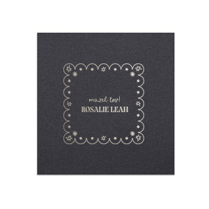 Celebrate life with the Star of David Frame Napkin! The stylish design features a scalloped frame around Stars of David and customizable text. Create heart felt and congratulatory messages to make your next special occasion unforgettable.