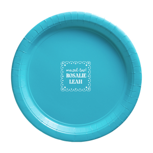 Serve up a memorable time with the Star of David Frame Plate. The functional and stylish plate features a scalloped frame around customizable text. Available in a wide variety of color plates with the foil stamp color of your choice, the sturdy plates are perfect for your next special party event.
