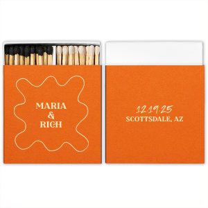 Pasta Party Organic Frame Matches are a unique and playful addition to your next event. Featuring a trendy organic shaped frame, you can personalize this custom product with your names, the date, and location of your event. Ideal for a wedding or rehearsal dinner. 