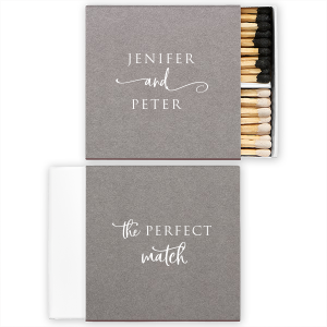 Strike a note of sophistication with the Stacked and Swirled Perfect Match, where the couple's names are boldly stacked, linked by a decorative, flourished "and." The reverse declares "The Perfect Match" in a harmonious blend of fonts, symbolizing the beautiful convergence of two lives into one.