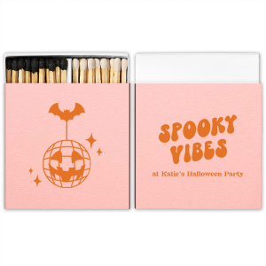 Spooky can be cute! Just look at the Spooky Vibes Match, adorned with a pumpkin disco ball, bat, and sparkles. Personalize this Halloween match with your name and get ready to dance the night away. 