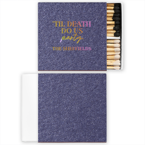 The 'Til Death Do Us Party Family Name Matches features vintage typography and spooky script. Choose it to set a fun-forward tone and spark unforgettable moments. Fitting for Halloween parties or haunting wedding celebrations.