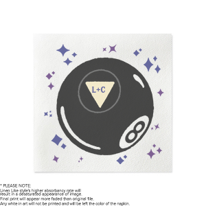 The outlook is good when you go with the Magic 8 Ball Photo Napkin. The full color photo napkin features a magic 8 ball with initials in the center. Customize the text to add your personal touch to add a little extra magic to your next special occasion.
