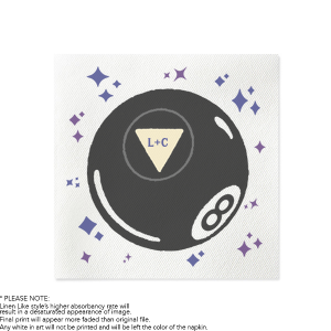 The outlook is good when you go with the Magic 8 Ball Photo Napkin. The full color photo napkin features a magic 8 ball with initials in the center. Customize the text to add your personal touch to add a little extra magic to your next special occasion.