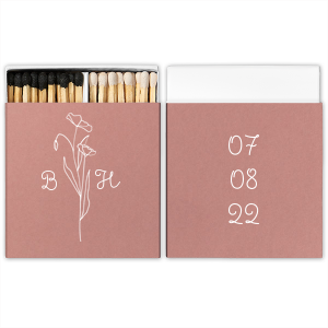 The Script Floral Initials match features delicate botanical illustration paired with flowing initials and a stacked customizable date on the reverse. Choose it to add a soft, romantic detail that guests will admire. Perfect for weddings and engagement celebrations.