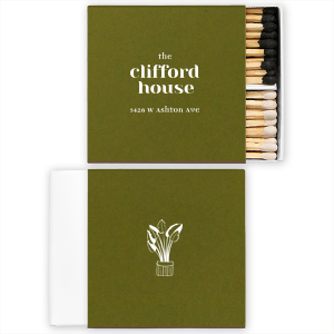 Welcome people into you home and give them a unique gift with these custom matchboxes. Featuring a house plant image, you can personalize this with your location and house name. 