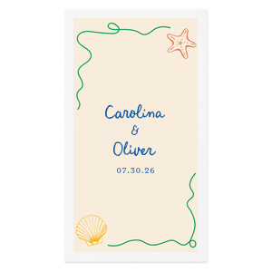 The Seaside Shell & Star Photo Napkin is a fresh design perfect for engagements, bridal showers, birthday or nearly any other special occasion. The ink printed full color photo features a colorful duo of a sea shell and starfish with green ribbon border that evokes a seaside beach in the summertime. 