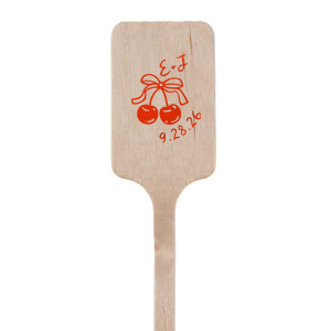 Shake things up at your next special occasion with the Cherry Bow Initials Stir Stick! The two cherries are tied together by a bow, reflecting the partnership of you and your sweetheart. Customize the text to make it extra special at your next momentous occasion, be it an engagement, wedding, anniversary or any other celebration of love.