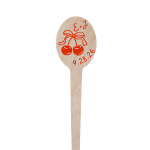 Shake things up at your next special occasion with the Cherry Bow Initials Stir Stick! The two cherries are tied together by a bow, reflecting the partnership of you and your sweetheart. Customize the text to make it extra special at your next momentous occasion, be it an engagement, wedding, anniversary or any other celebration of love.