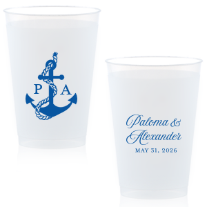 The Sailboat Nautical Nuptial Cup makes a splendid addition to toasting on the coast! Featuring a two-sided design, the anchor graphic makes for great maritime or coastal themed events. Customize the opposing side's text to convey your own heartfelt message! 