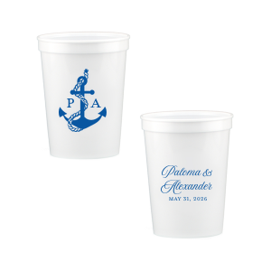 The Sailboat Nautical Nuptial Cup makes a splendid addition to toasting on the coast! Featuring a two-sided design, the anchor graphic makes for great maritime or coastal themed events. Customize the opposing side's text to convey your own heartfelt message! 