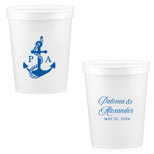 The Sailboat Nautical Nuptial Cup makes a splendid addition to toasting on the coast! Featuring a two-sided design, the anchor graphic makes for great maritime or coastal themed events. Customize the opposing side's text to convey your own heartfelt message! 
