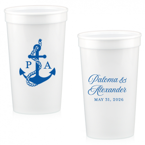 The Sailboat Nautical Nuptial Cup makes a splendid addition to toasting on the coast! Featuring a two-sided design, the anchor graphic makes for great maritime or coastal themed events. Customize the opposing side's text to convey your own heartfelt message! 