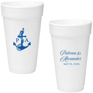 The Sailboat Nautical Nuptial Cup makes a splendid addition to toasting on the coast! Featuring a two-sided design, the anchor graphic makes for great maritime or coastal themed events. Customize the opposing side's text to convey your own heartfelt message! 