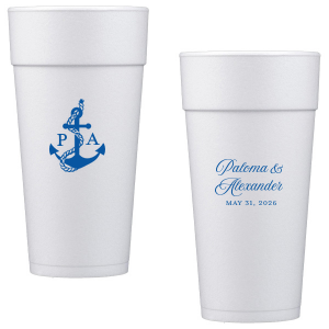 The Sailboat Nautical Nuptial Cup makes a splendid addition to toasting on the coast! Featuring a two-sided design, the anchor graphic makes for great maritime or coastal themed events. Customize the opposing side's text to convey your own heartfelt message! 