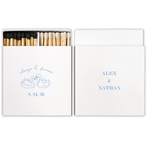 Finding your right match is easy with the Swan Couple Matchbox. The bespoke design features two courting swans alongside customizable text, making for an easy to personalize memento that's sure to make it mark on people's heart and minds. 