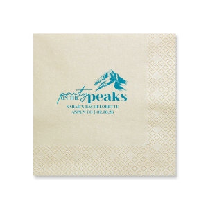 The Party on the Peaks Napkin is perfectly fabulous for destination bachelorette parties and more! Printed on the napkin style and foil color of your choice, the stylish napking is easy to customize with your important event details. 